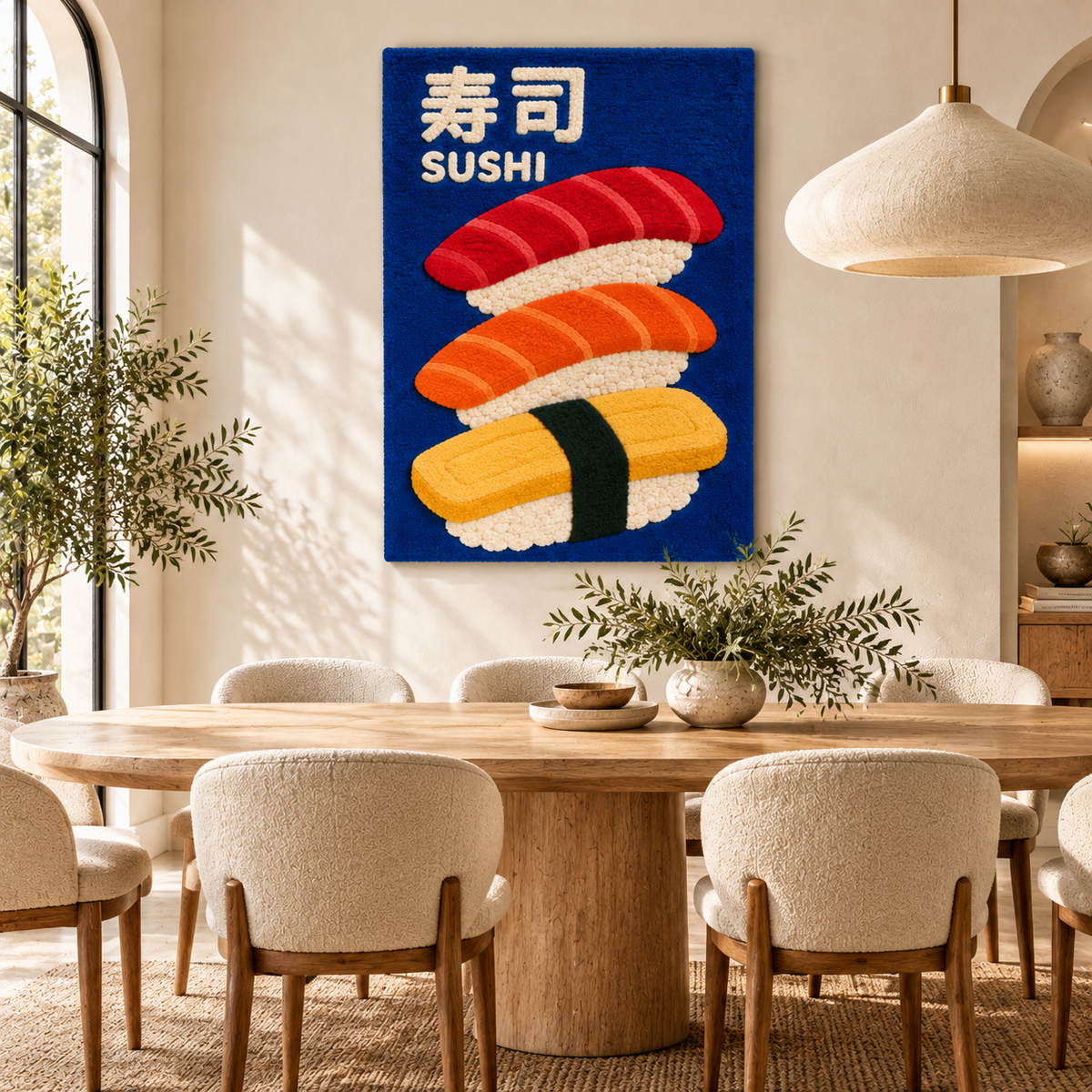 Sushi Trio in Cobalt — front-facing room scene [room-front]