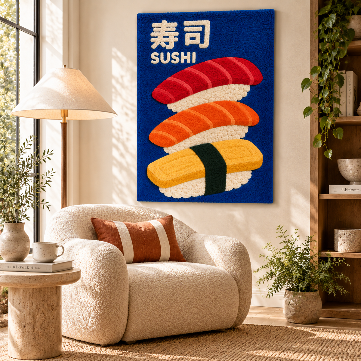 Sushi Trio in Cobalt — front-facing room scene [room-front]