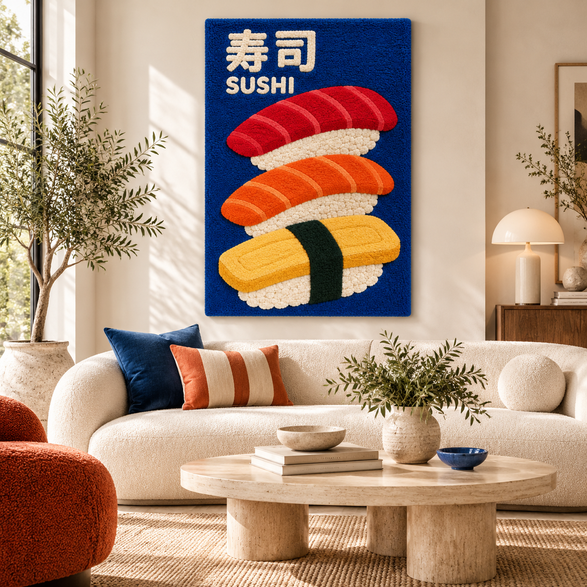 Sushi Trio in Cobalt — front-facing room scene [room-front]
