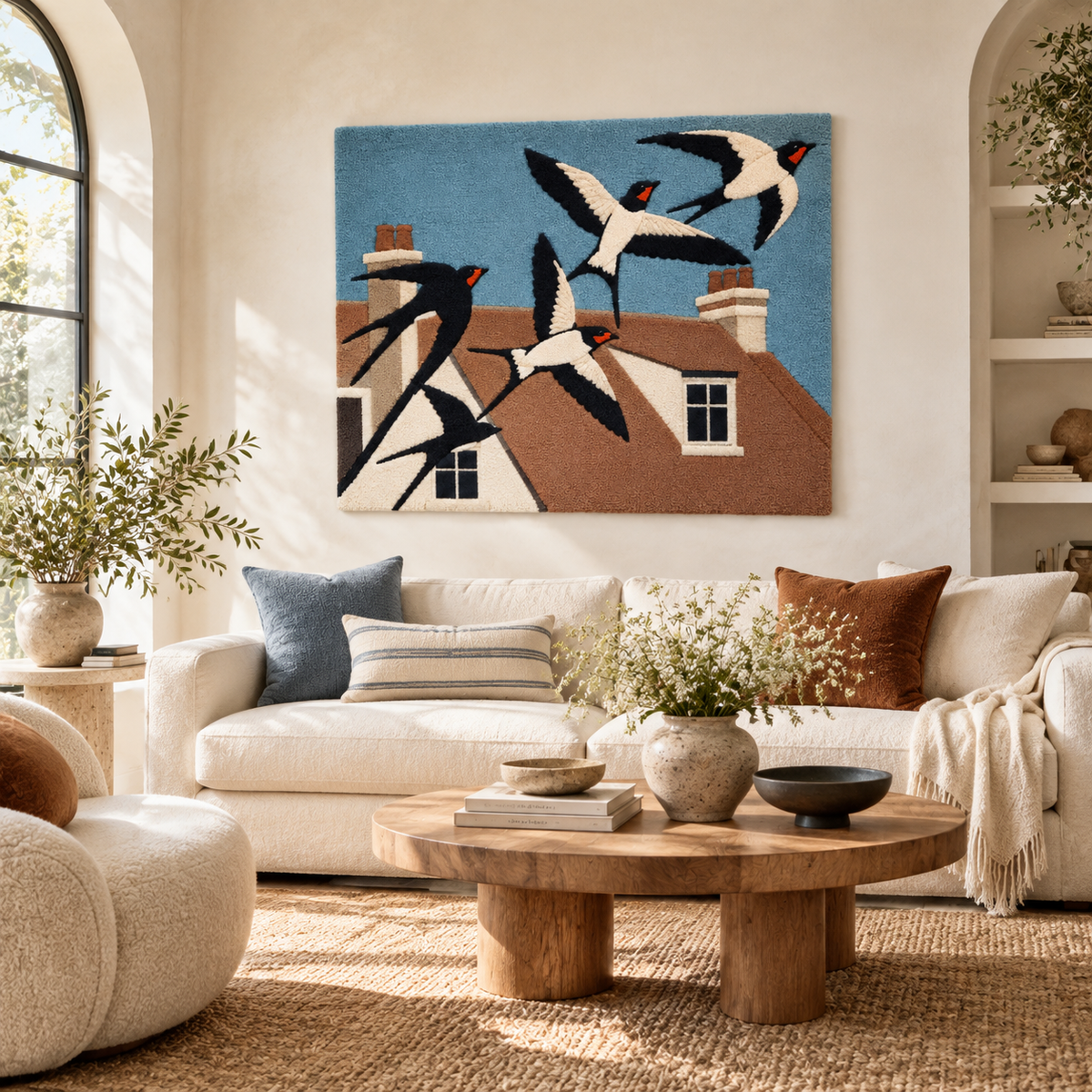 Swallows over Terracotta Rooftops — front-facing room scene [room-front]