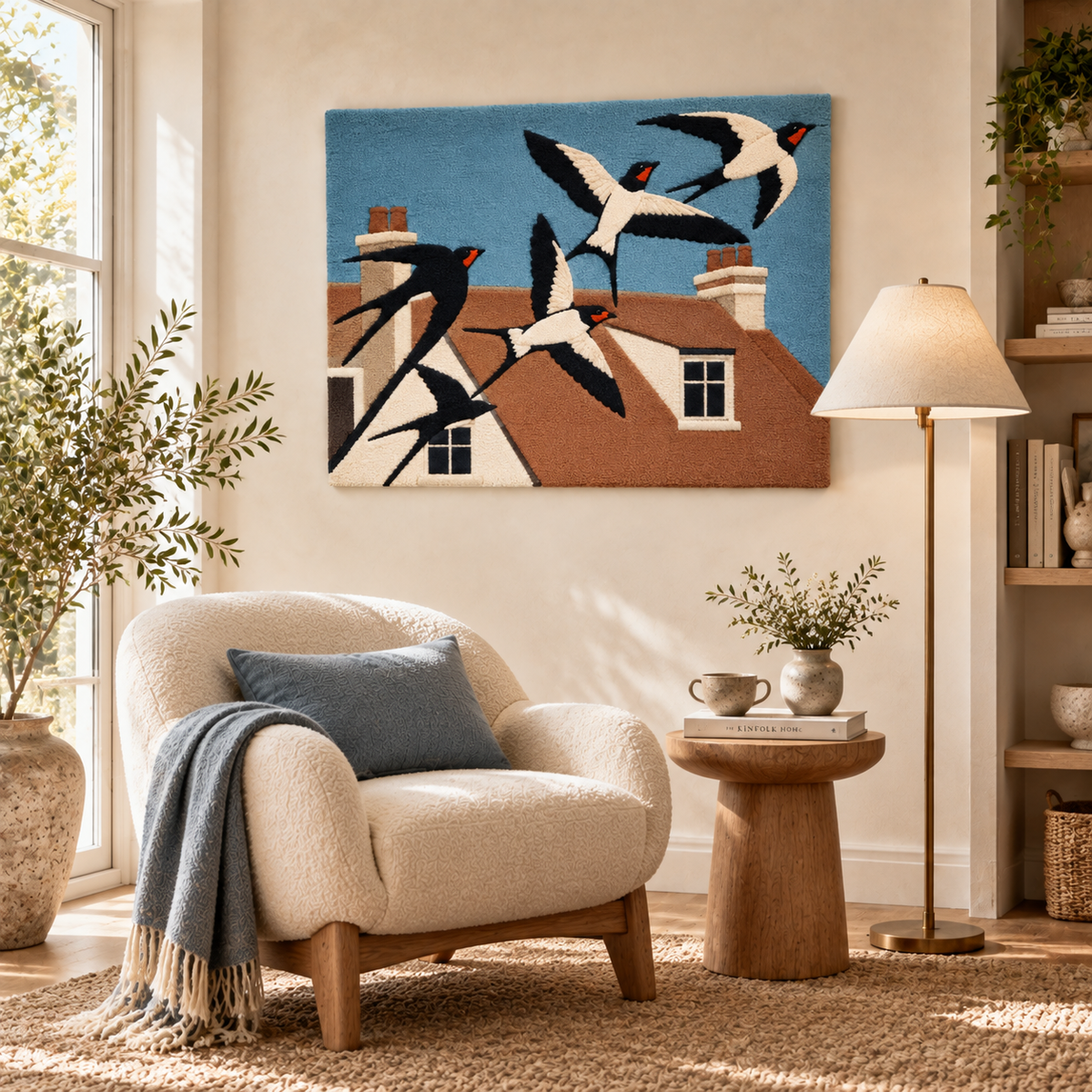 Swallows over Terracotta Rooftops — room setting 1