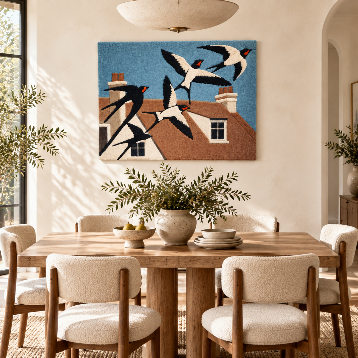 Swallows over Terracotta Rooftops — room setting 2