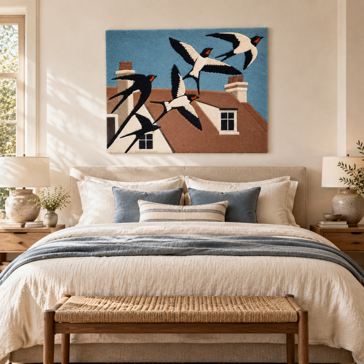 Swallows over Terracotta Rooftops — room setting 3