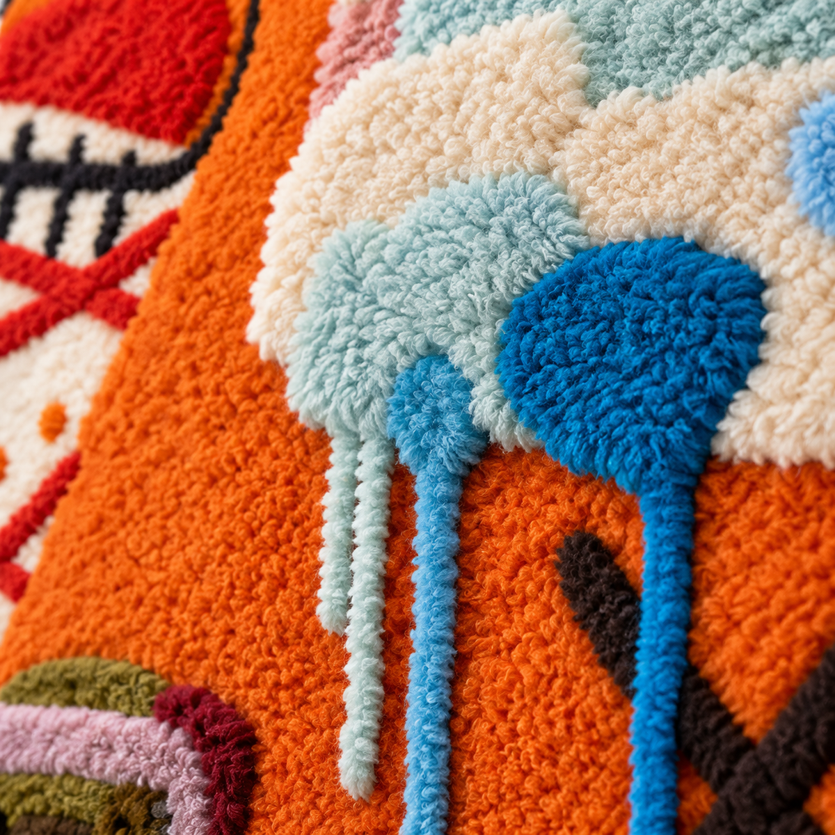 Tangerine Blueprints — tufted wool texture detail