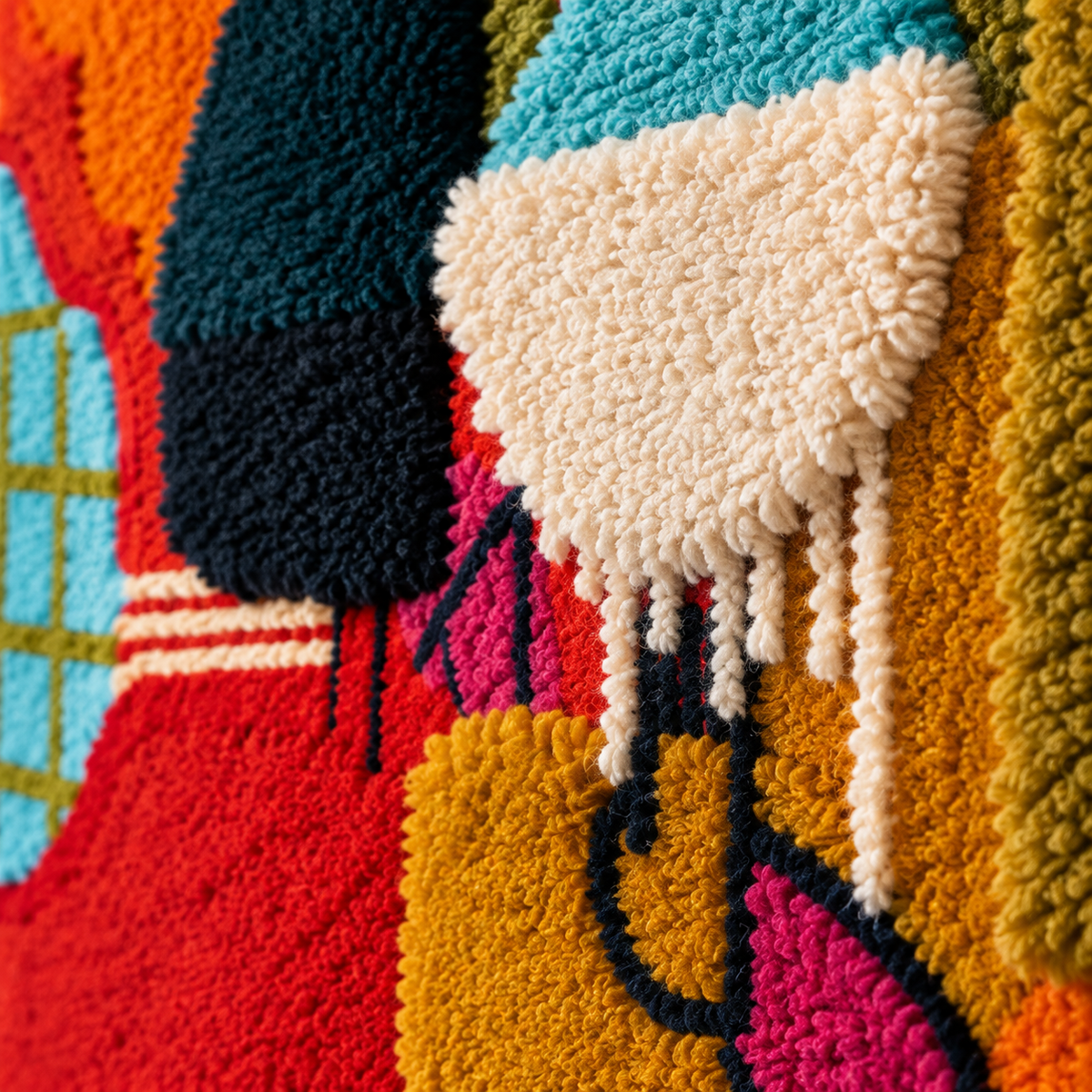 Tangerine Shape Carnival — tufted wool texture detail