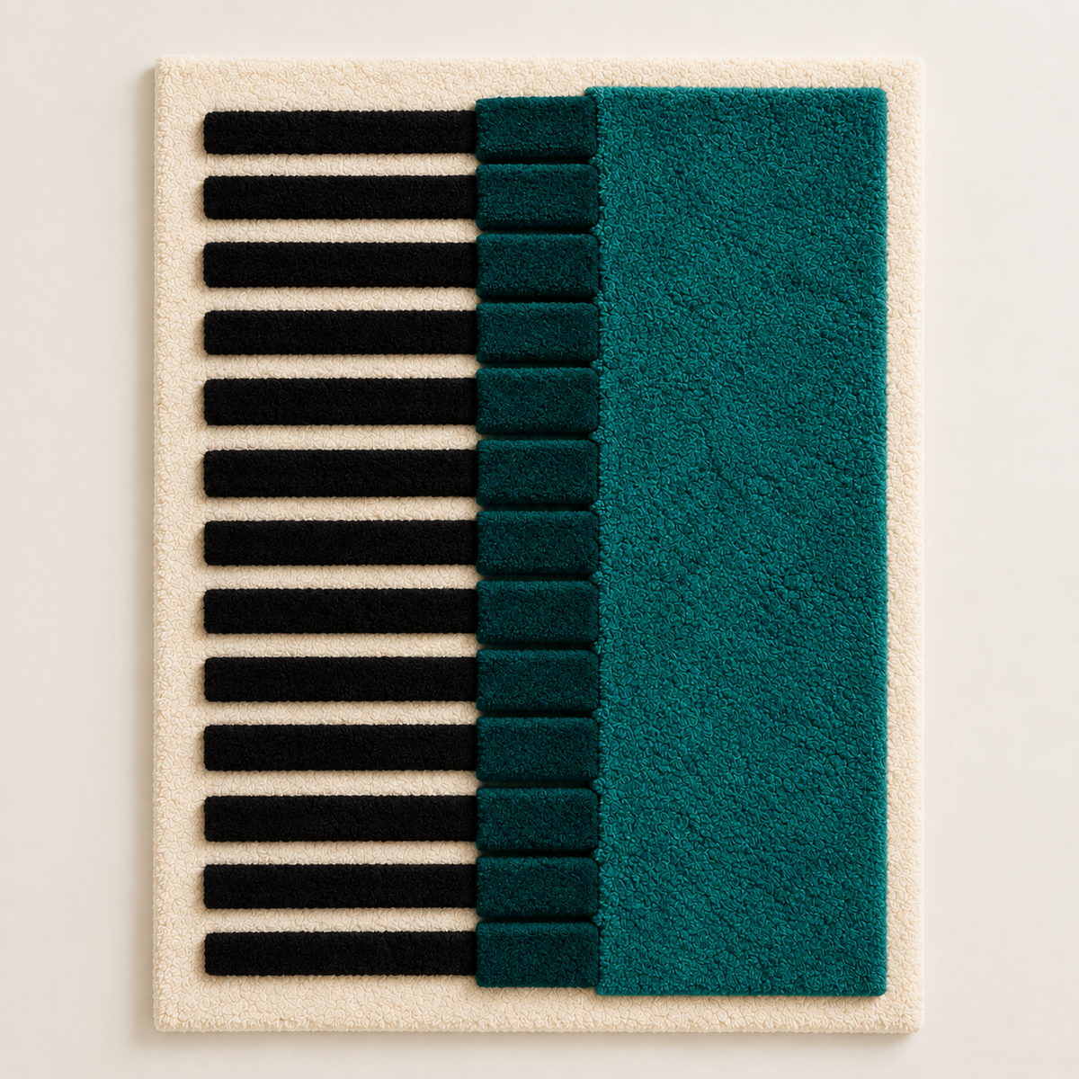 Teal wall art column with ivory pinlines by Hewn Earth, featuring a modern, textured design for stylish home decor.