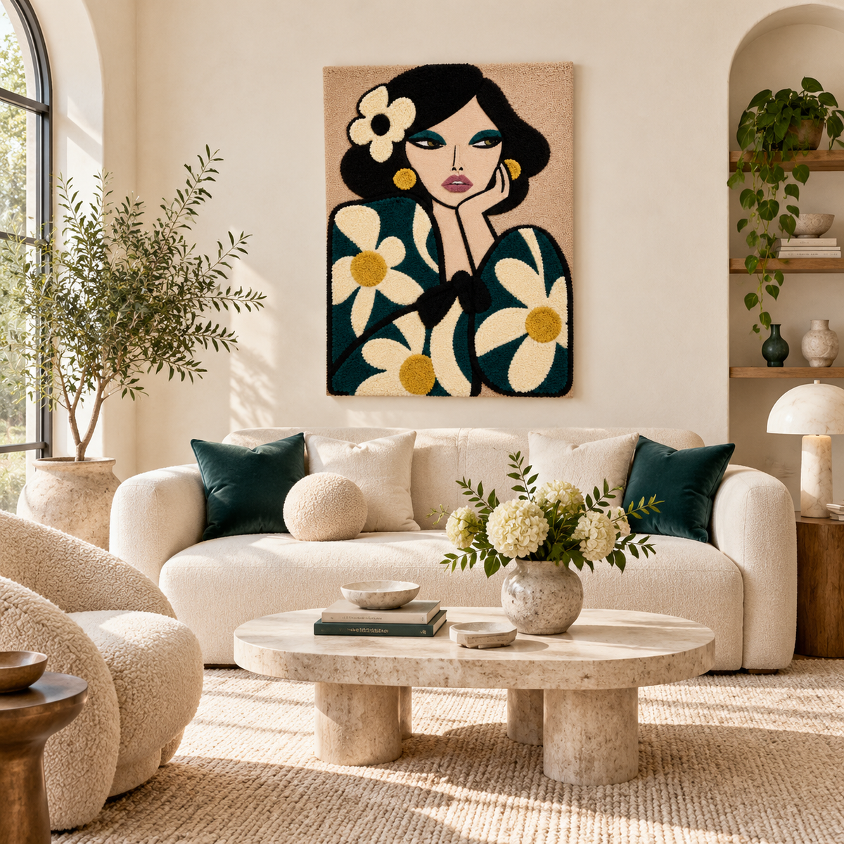 Teal Daisy Muse — front-facing room scene [room-front]