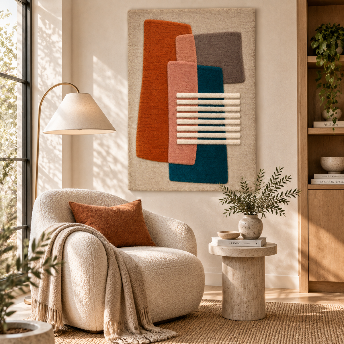 Teal Terracotta Crossbars — front-facing room scene [room-front]
