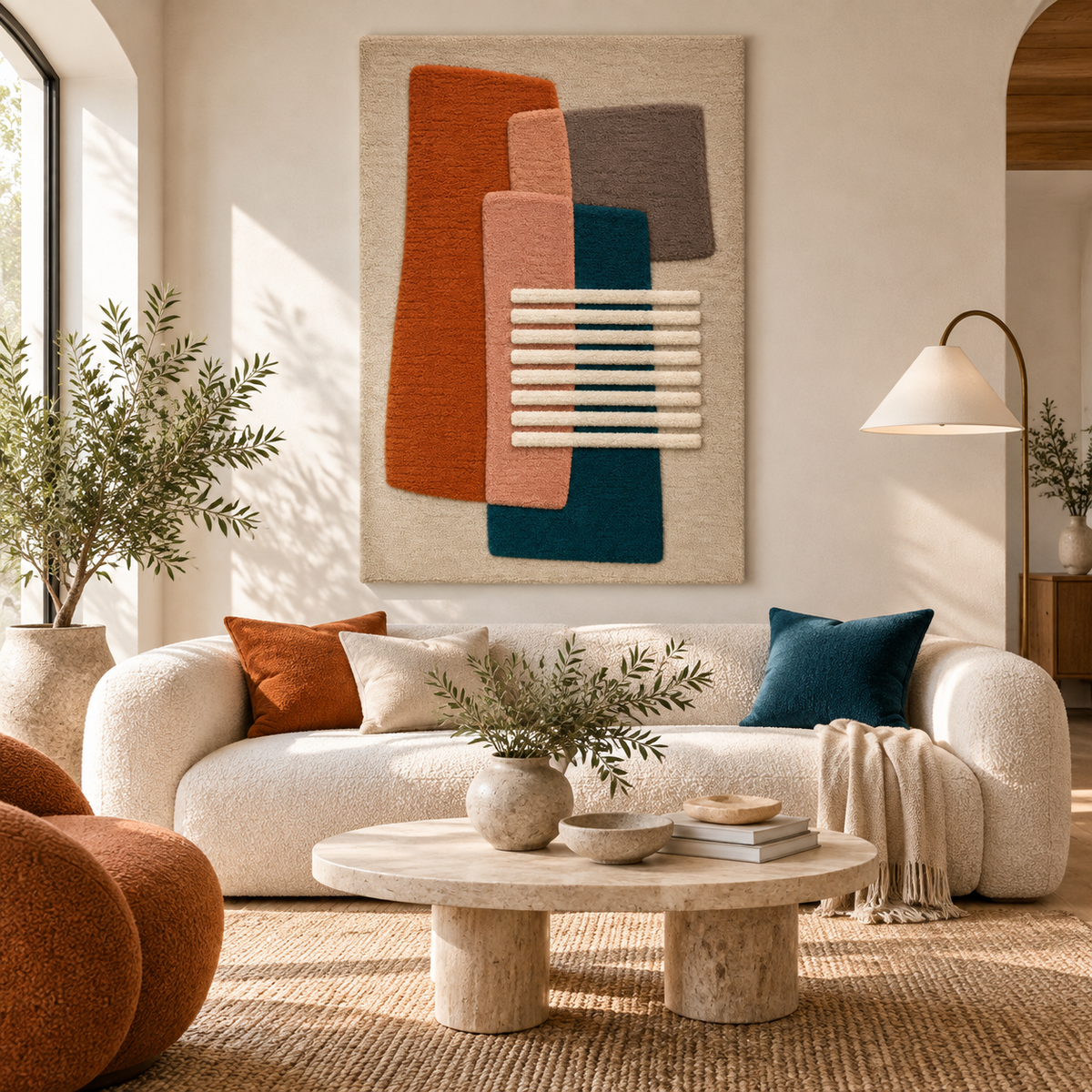 Teal Terracotta Crossbars — front-facing room scene [room-front]