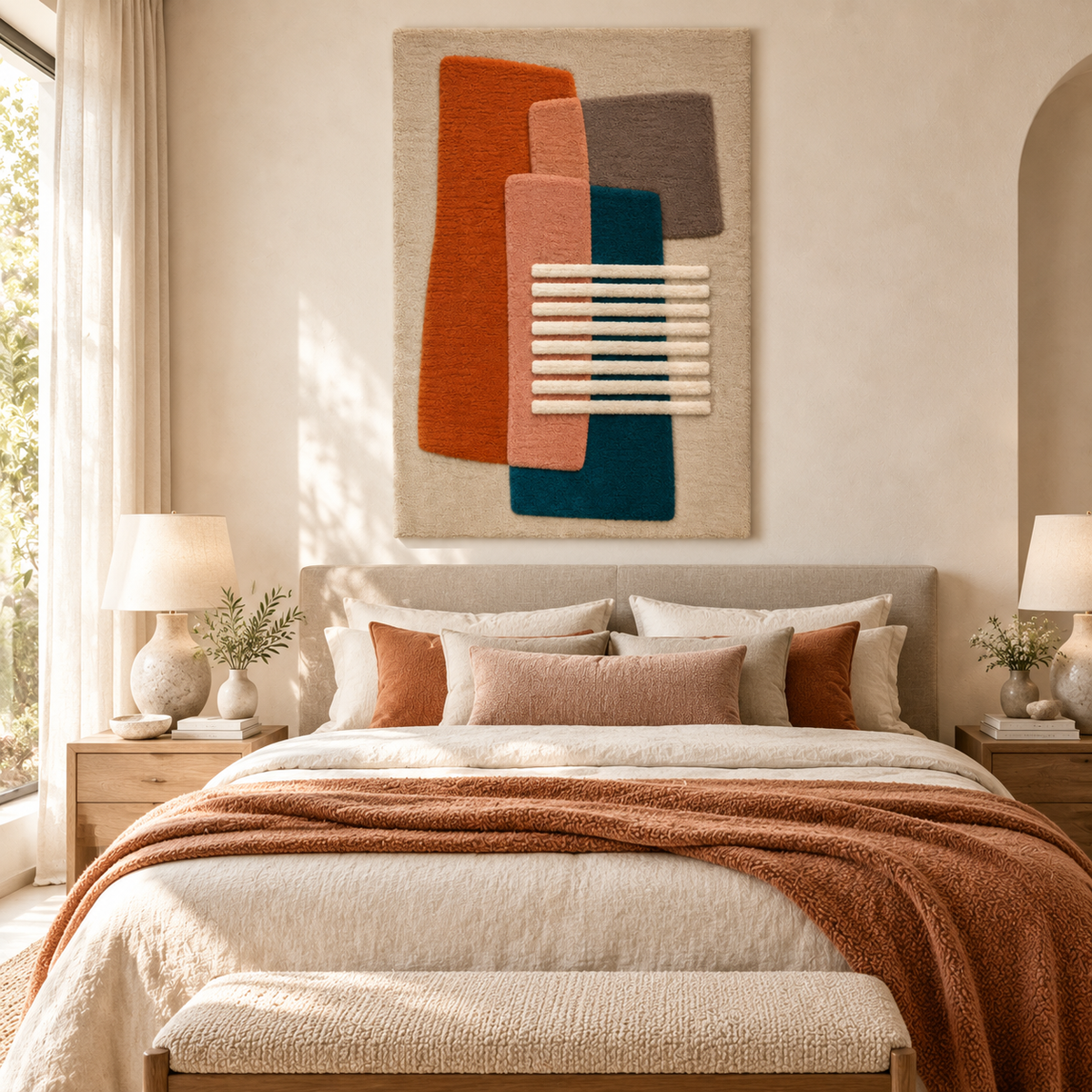 Teal Terracotta Crossbars — front-facing room scene [room-front]