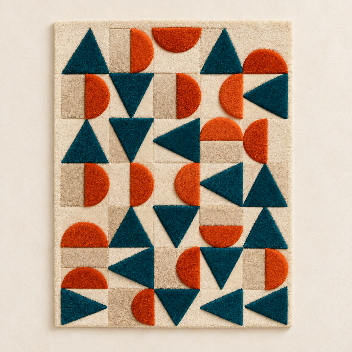 Hewn Earth teal terracotta shape mosaic wall art with geometric patterns and vibrant teal and earthy terracotta colors.