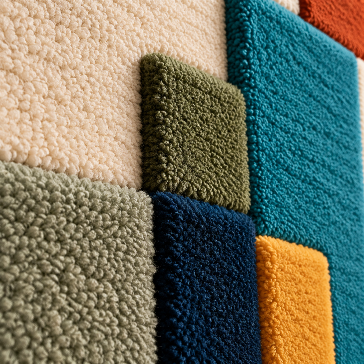 Teal Tower with a Rust Foundation — tufted wool texture detail