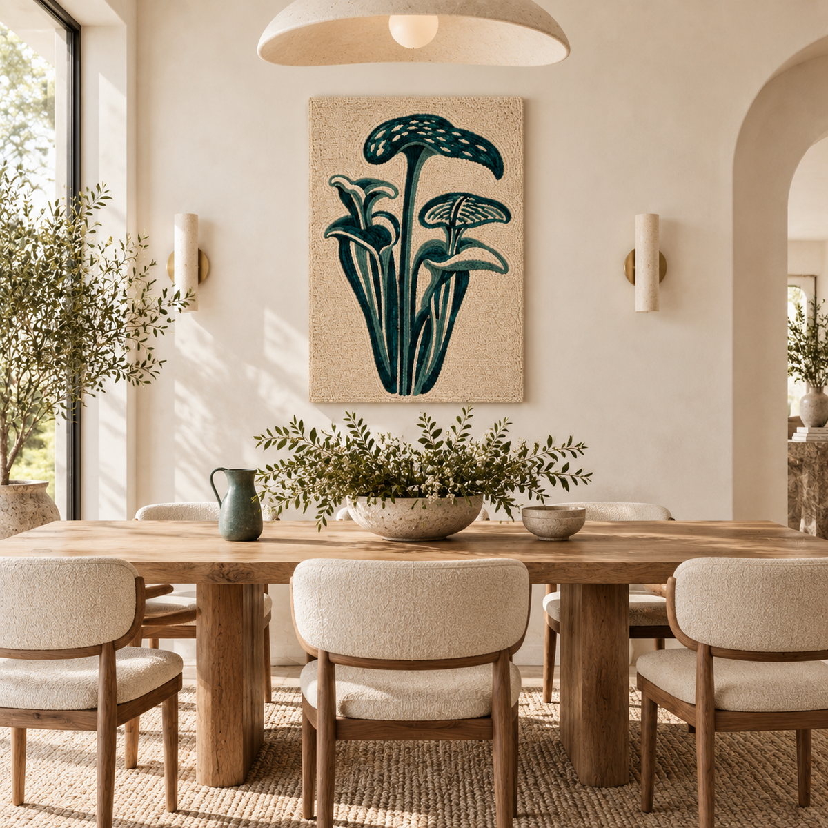 Teal Woodland Canopies — front-facing room scene [room-front]