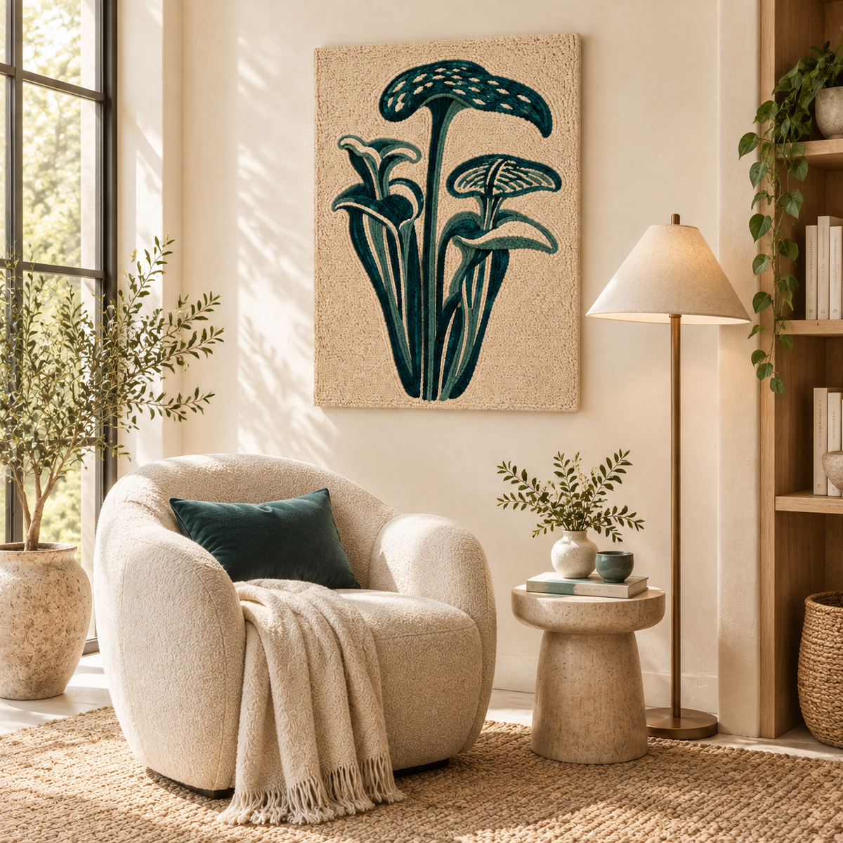 Teal Woodland Canopies — front-facing room scene [room-front]