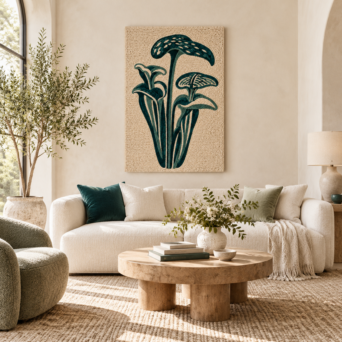 Teal Woodland Canopies — front-facing room scene [room-front]