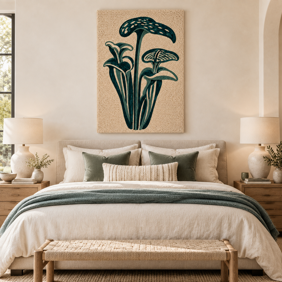 Teal Woodland Canopies — front-facing room scene [room-front]