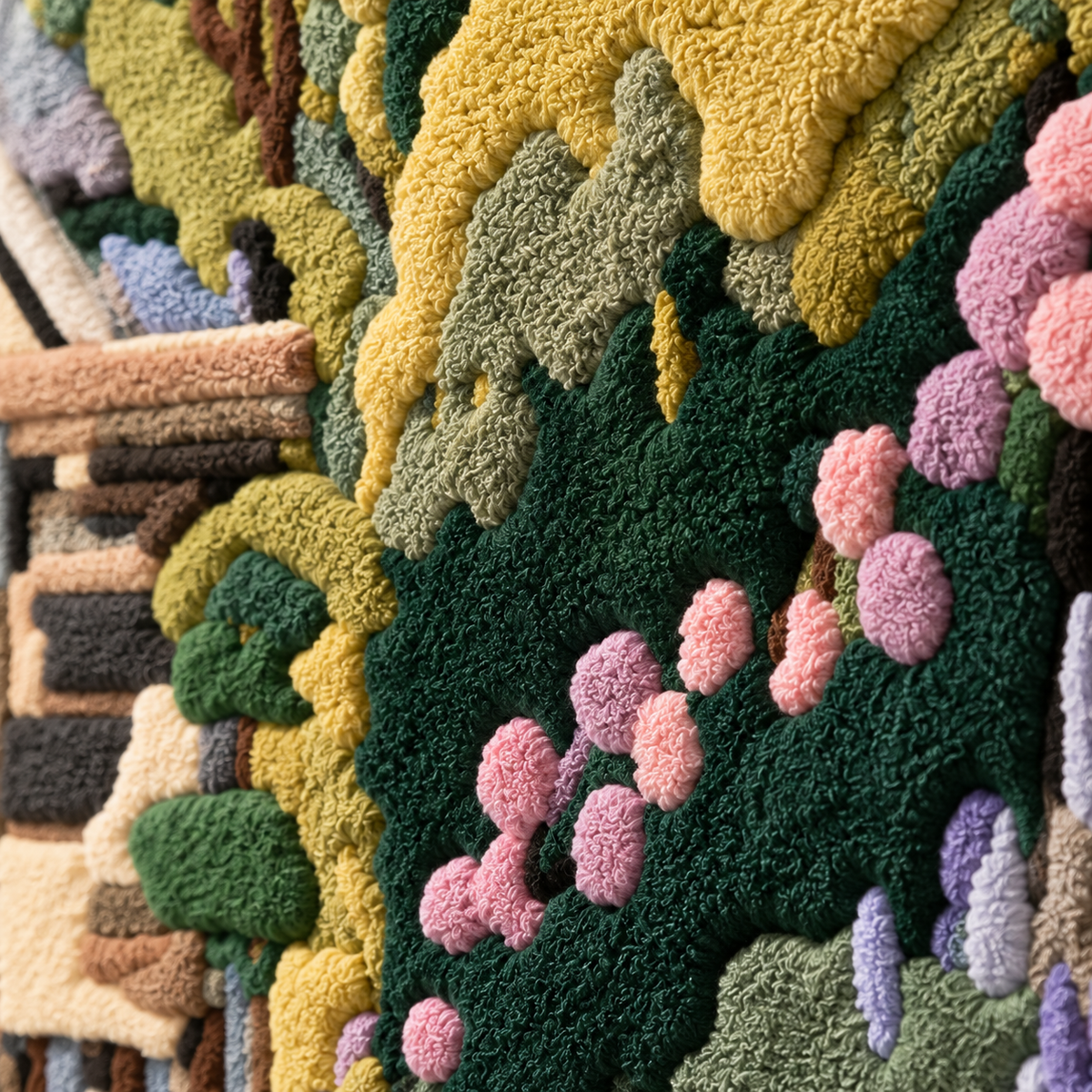 Terraced Garden in Bloom — tufted wool texture detail
