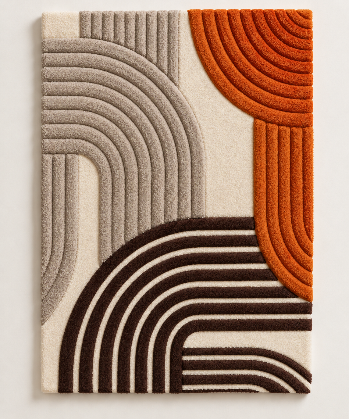 Hewn Earth wall art featuring terracotta and cocoa ribbed arches with textured, layered design for modern interior decor