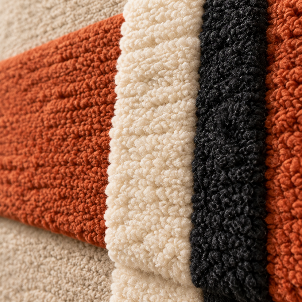 Terracotta Bar and Shadow — tufted wool texture detail