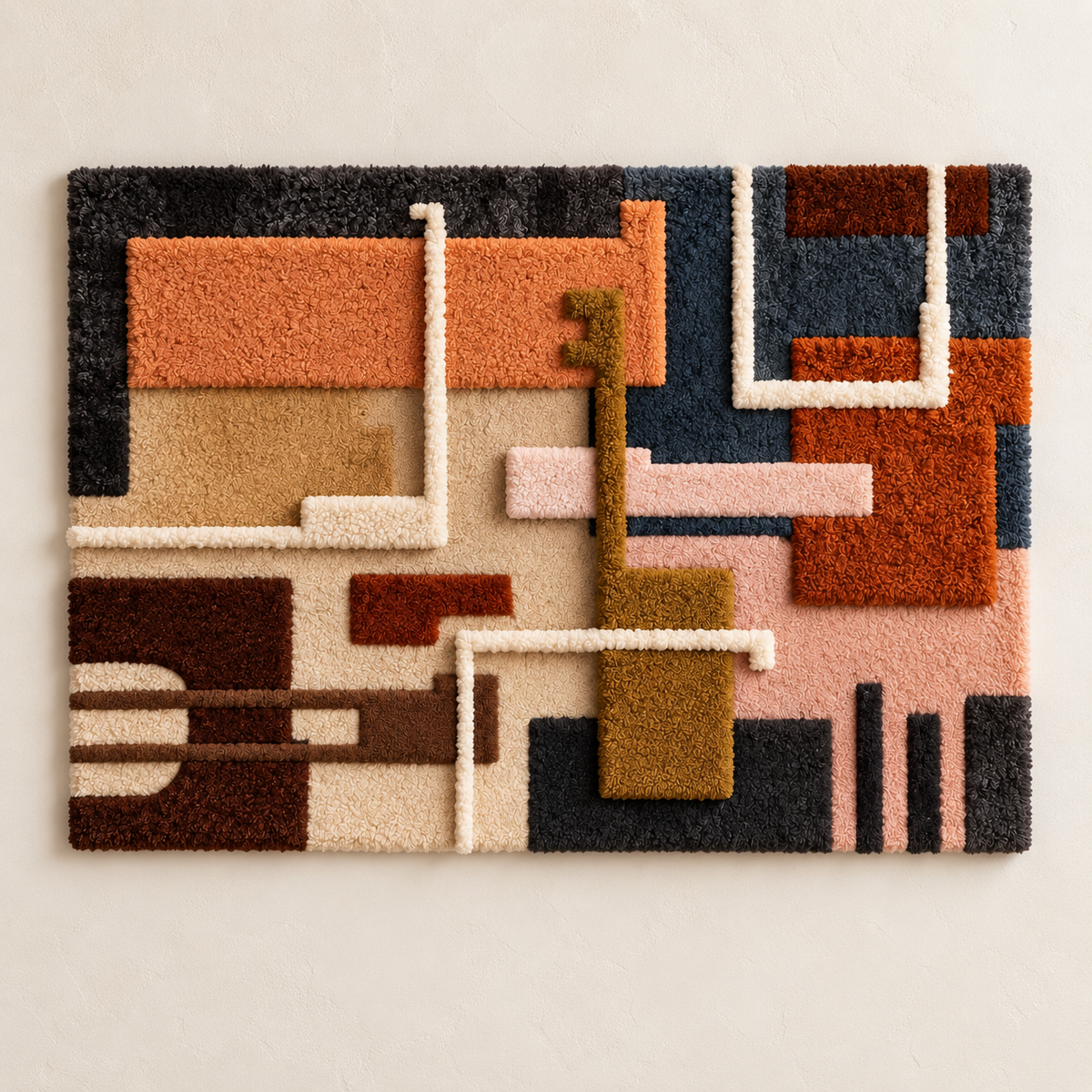 Hewn Earth terracotta circuit wall art blocks arranged in a geometric pattern on a neutral background.