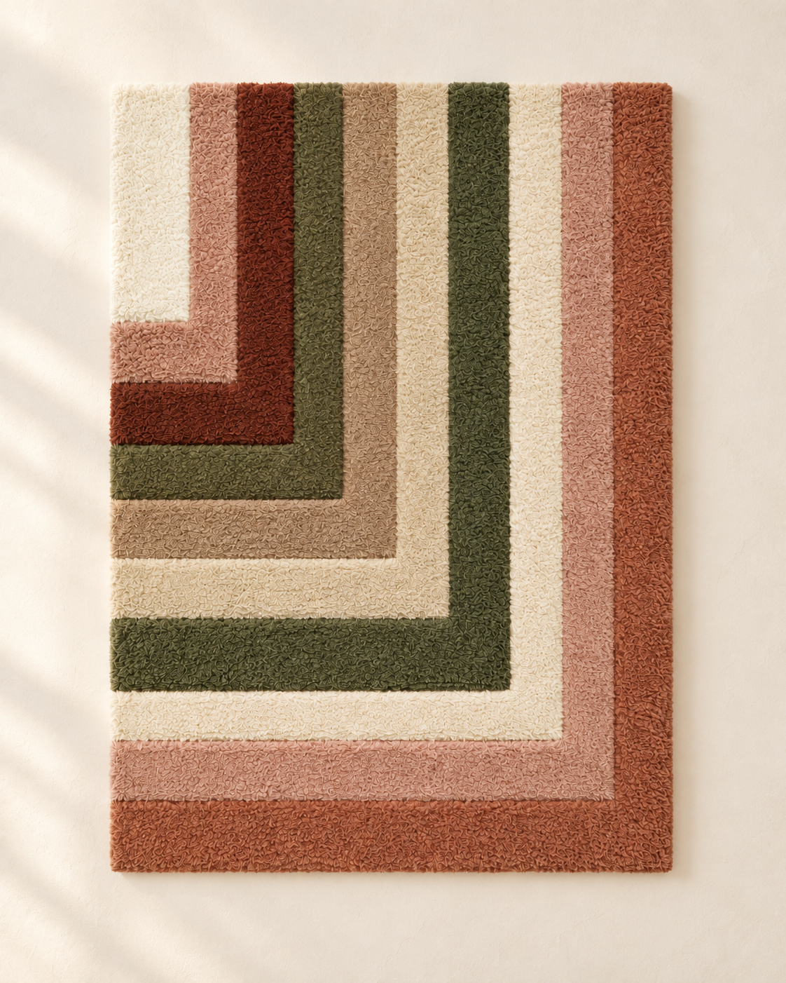 Hewn Earth Terracotta Corner Echoes wall art piece with textured terracotta surface and geometric design.