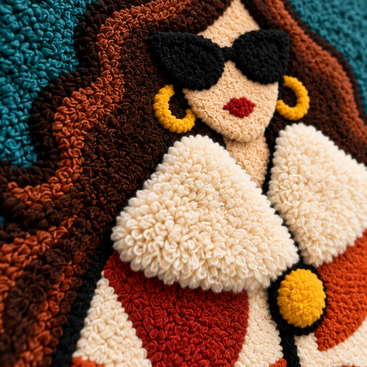 Terracotta Dots Winter Muse — tufted wool texture detail