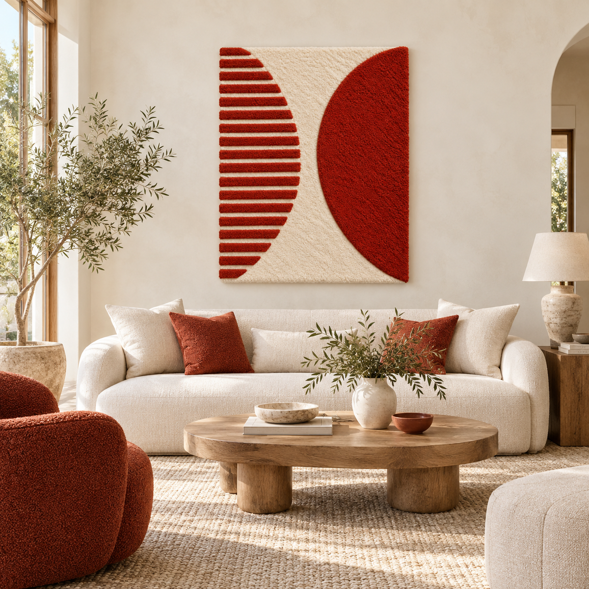 Terracotta Half-Moon Wall Art by Hewn Earth, featuring a textured, curved ceramic piece for modern home decor.