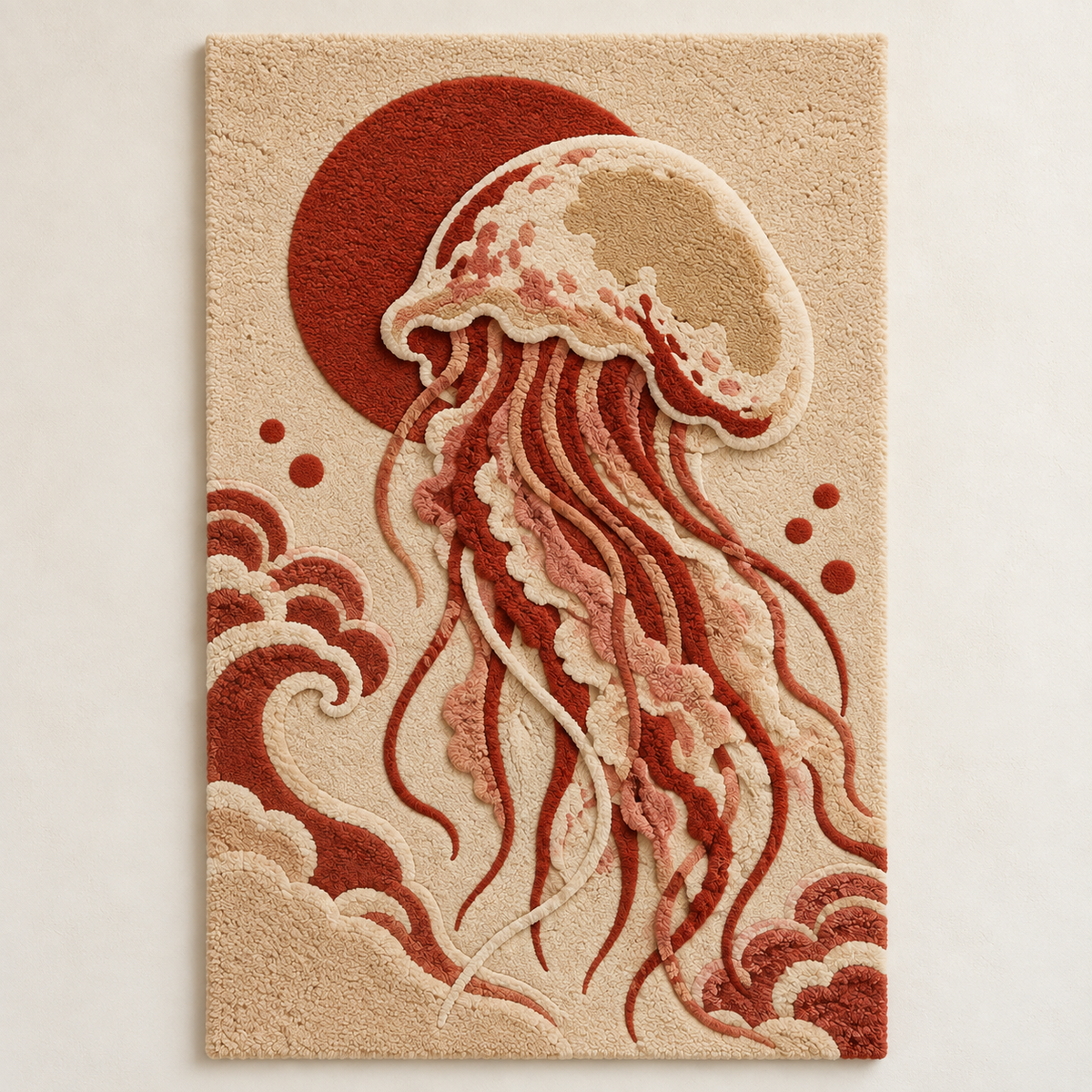 Hewn Earth terracotta Jellyfish Moon wall art featuring a textured, sculptural design perfect for ocean-inspired decor.