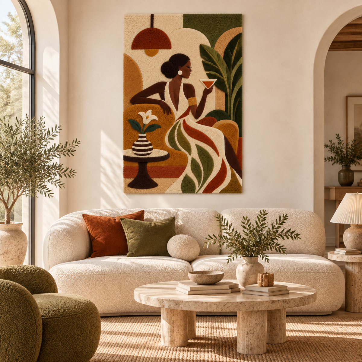 Hewn Earth Terracotta Lounge Reverie wall art featuring abstract terracotta-toned design, ideal for modern interior decor.