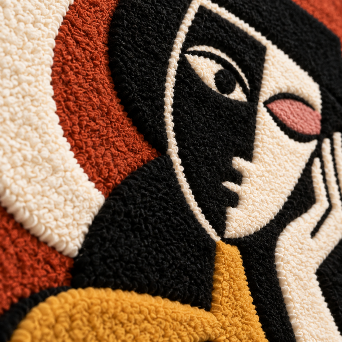 Terracotta Moon Muse — tufted wool texture detail