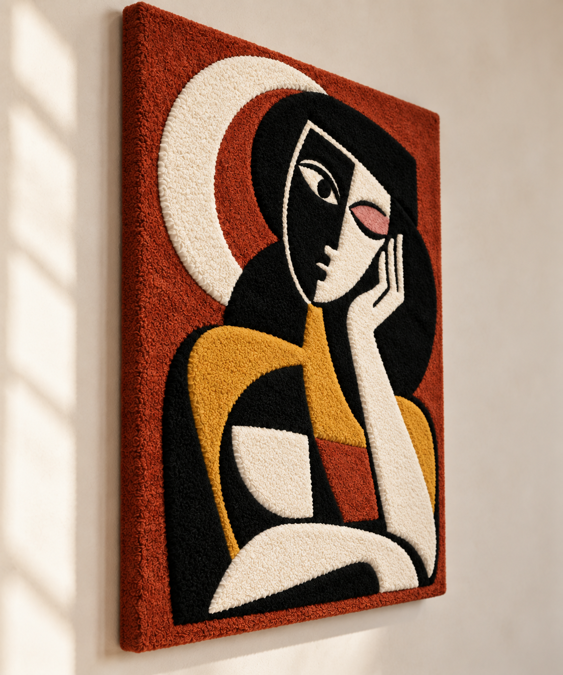 Terracotta Moon Muse — angled relief view