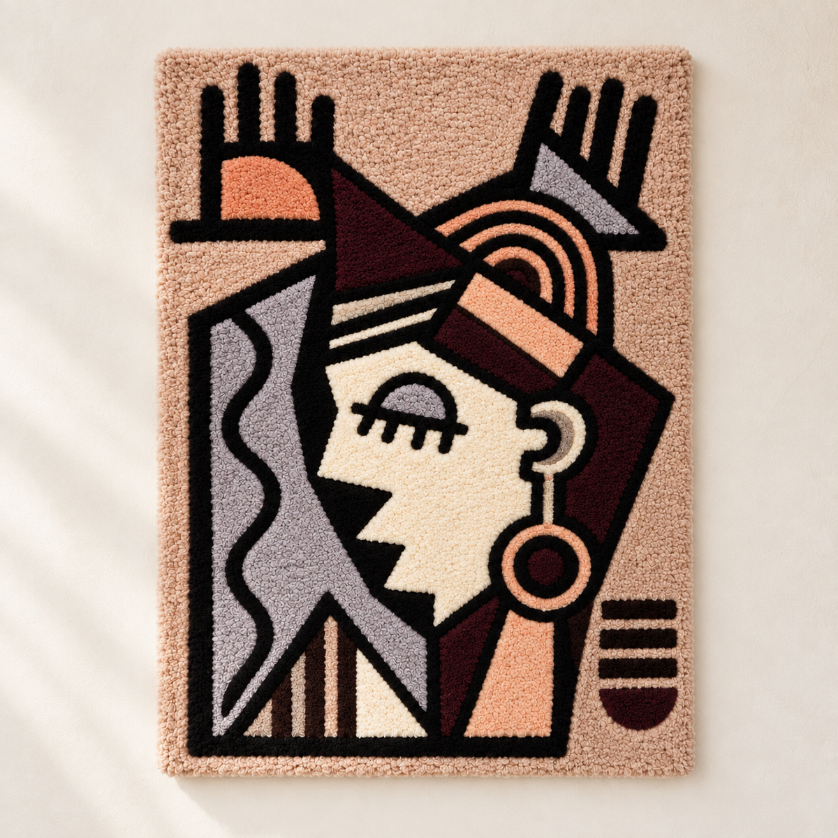 Hewn Earth terracotta wall art titled "Rhythm with Raised Hands" featuring a textured design with raised hand motifs.