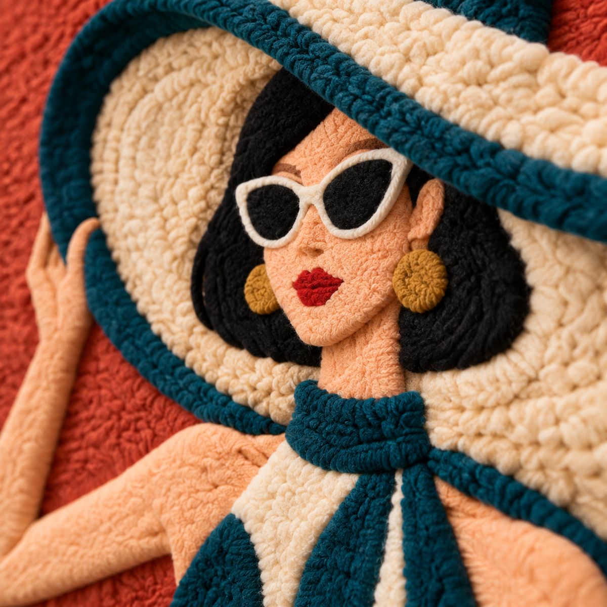 Terracotta Seaside Promenade — tufted wool texture detail