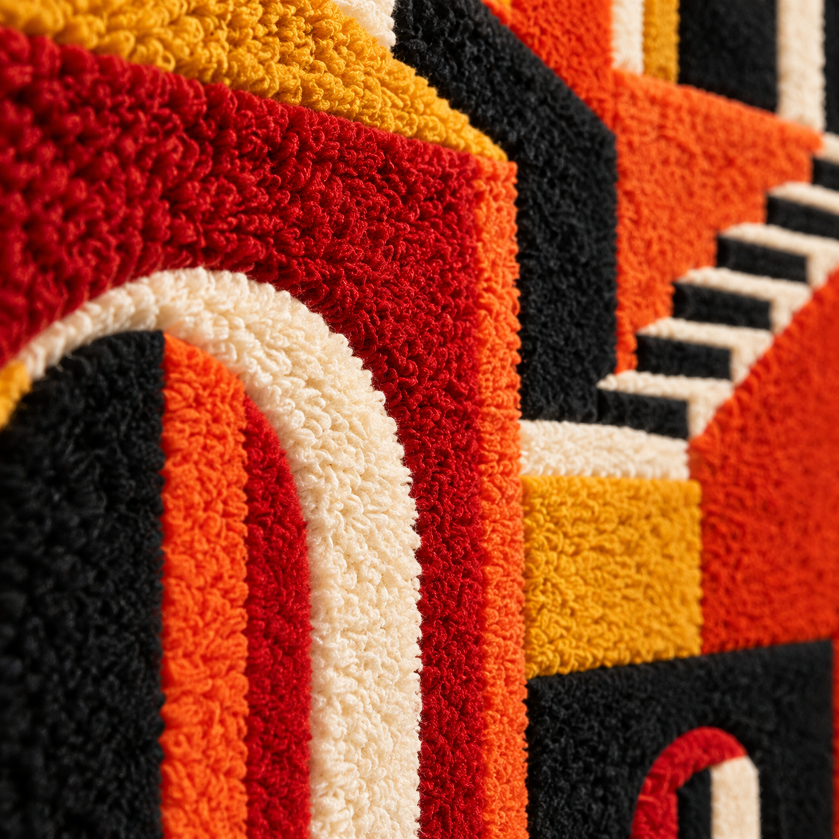Terracotta Stairway City — tufted wool texture detail