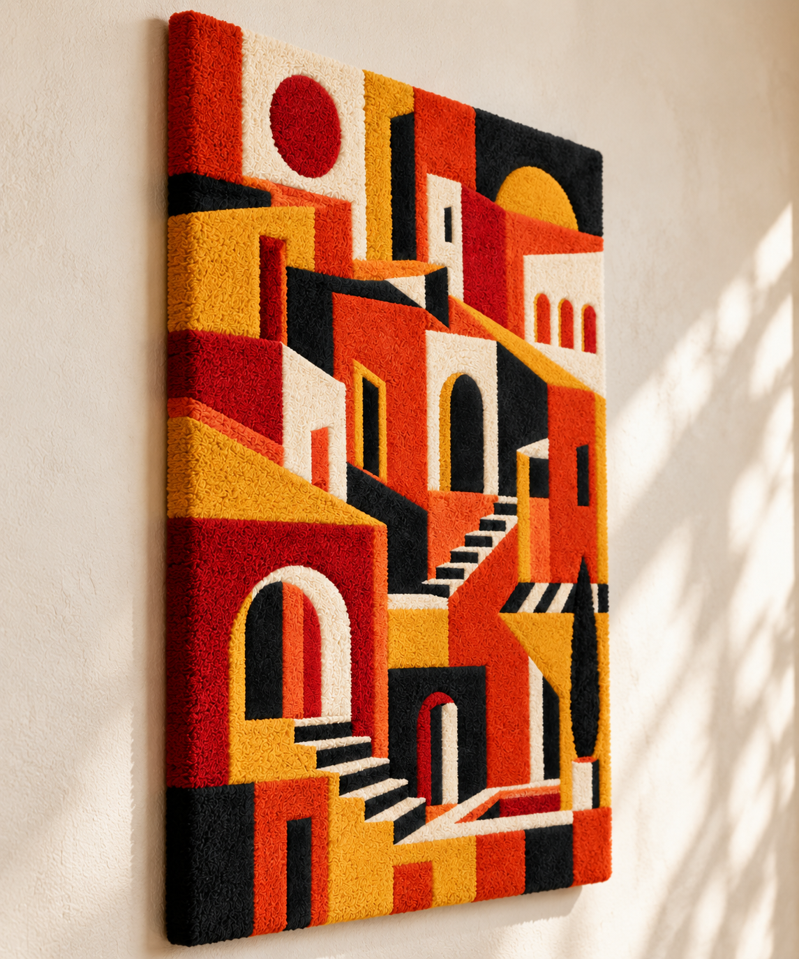 Terracotta Stairway City — angled relief view
