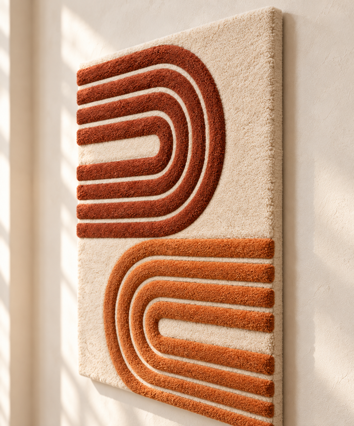Hewn Earth terracotta wall art featuring turnback ribbons with a textured, handcrafted design in warm terracotta tones.