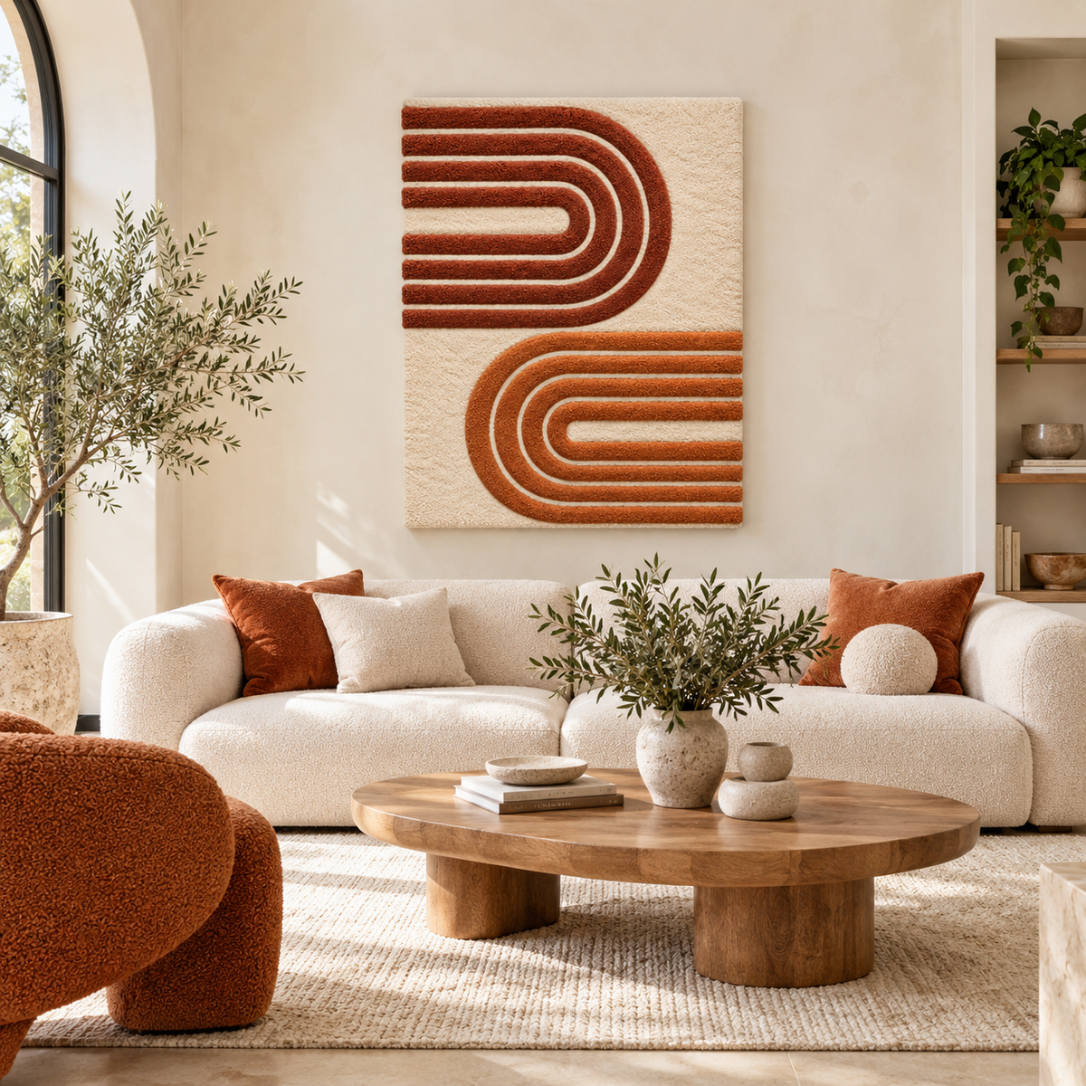 Hewn Earth terracotta wall art featuring turnback ribbons with textured, earthy design for modern home decor.