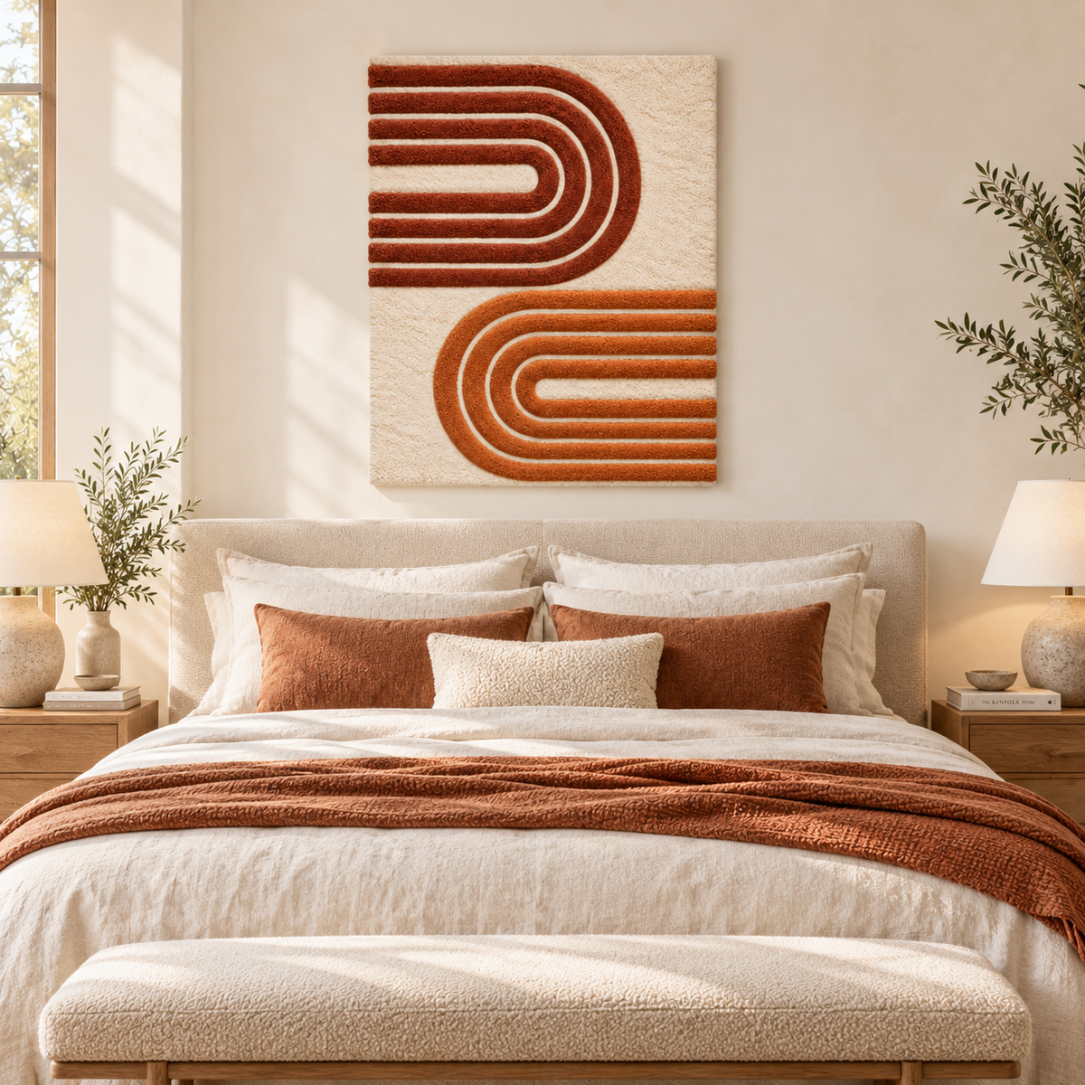 Hewn Earth terracotta wall art featuring turnback ribbons with textured, earthy tones and intricate layered design.