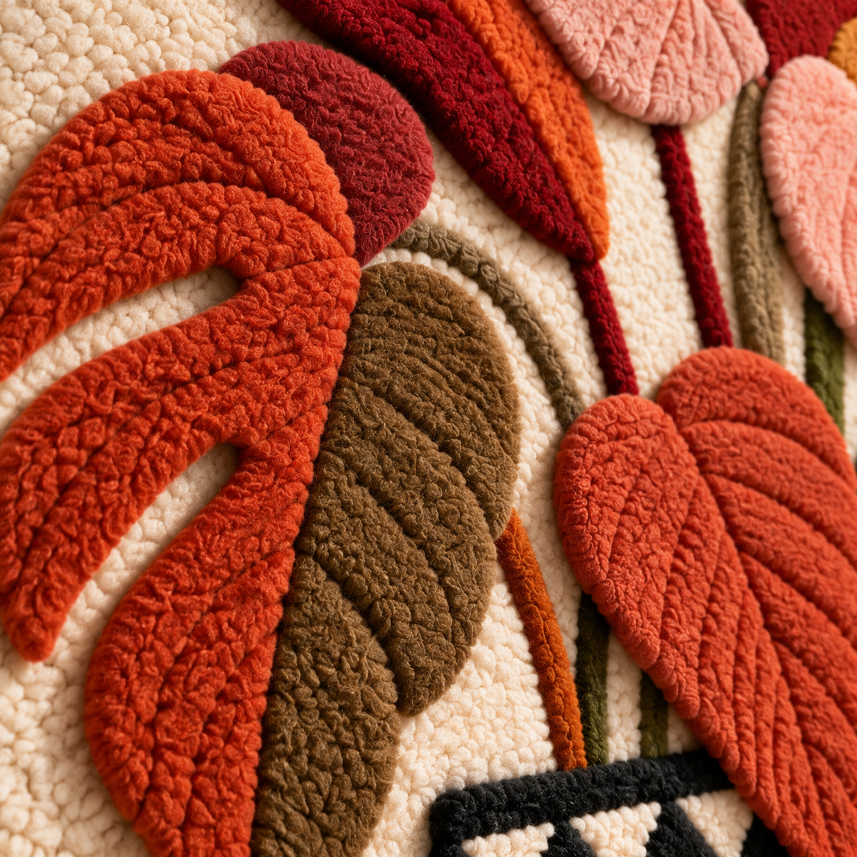 Terracotta Vessel Garden — tufted wool texture detail