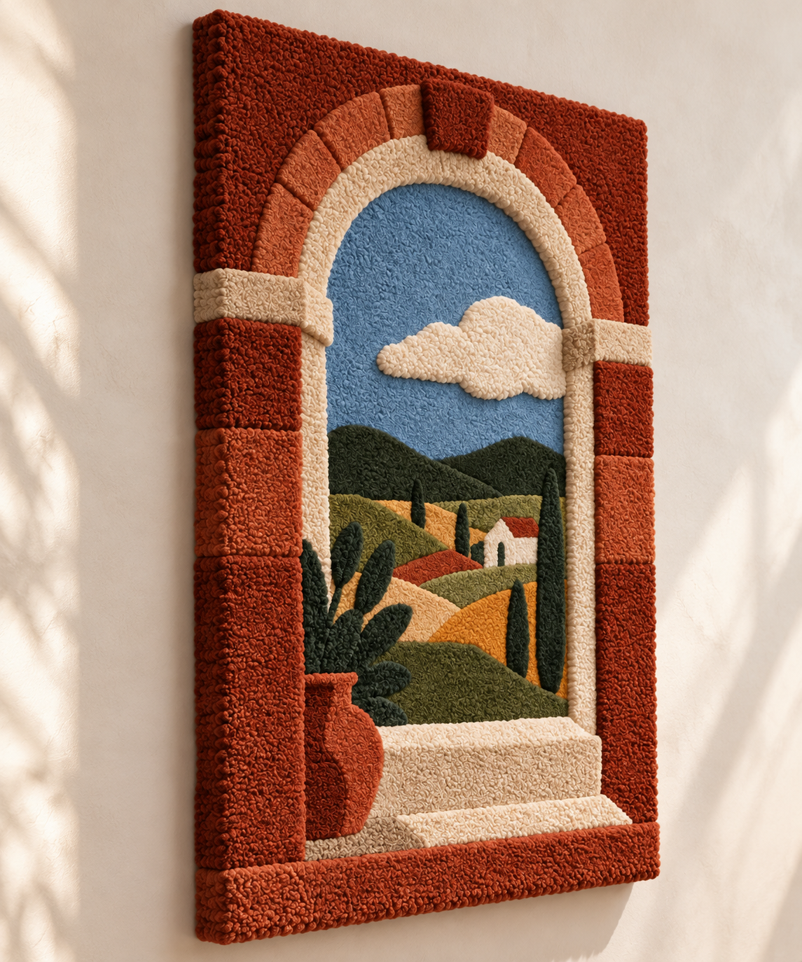 Terracotta Window Vista — angled relief view