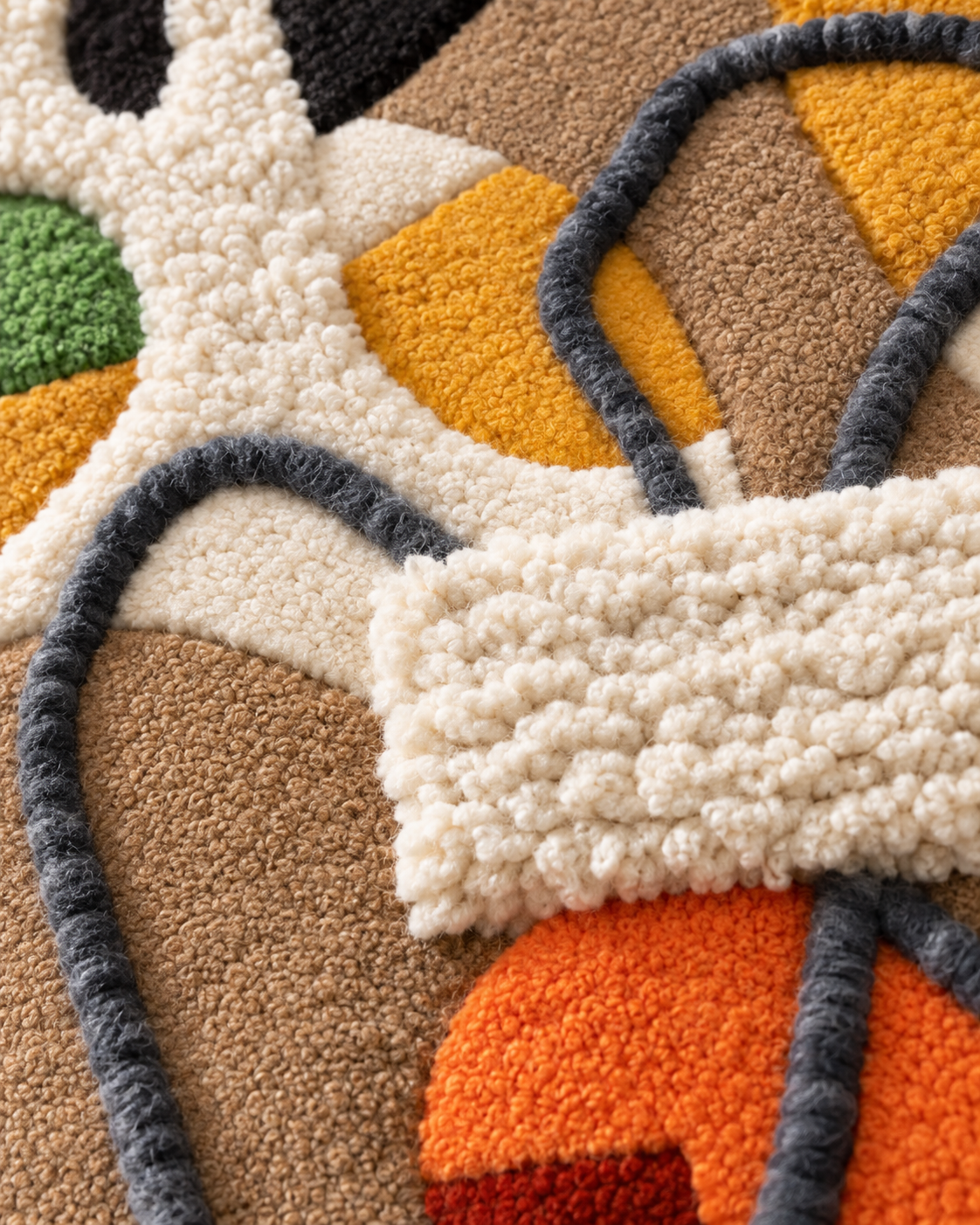 The Amber Orbit — tufted wool texture detail