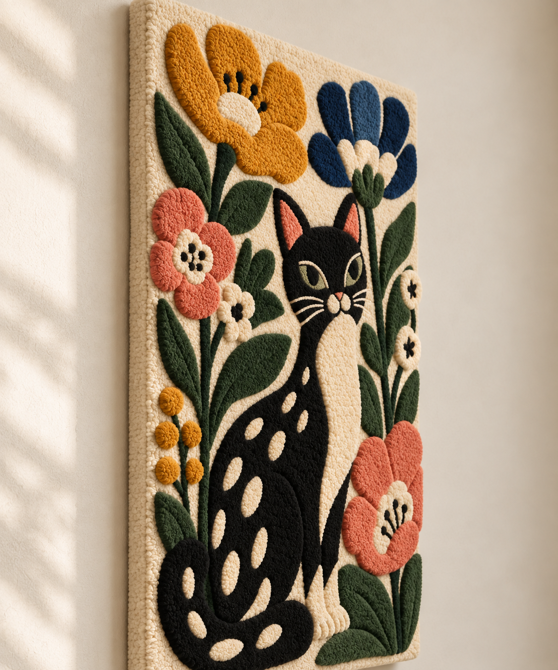 The Cat Among Blossoms — angled relief view