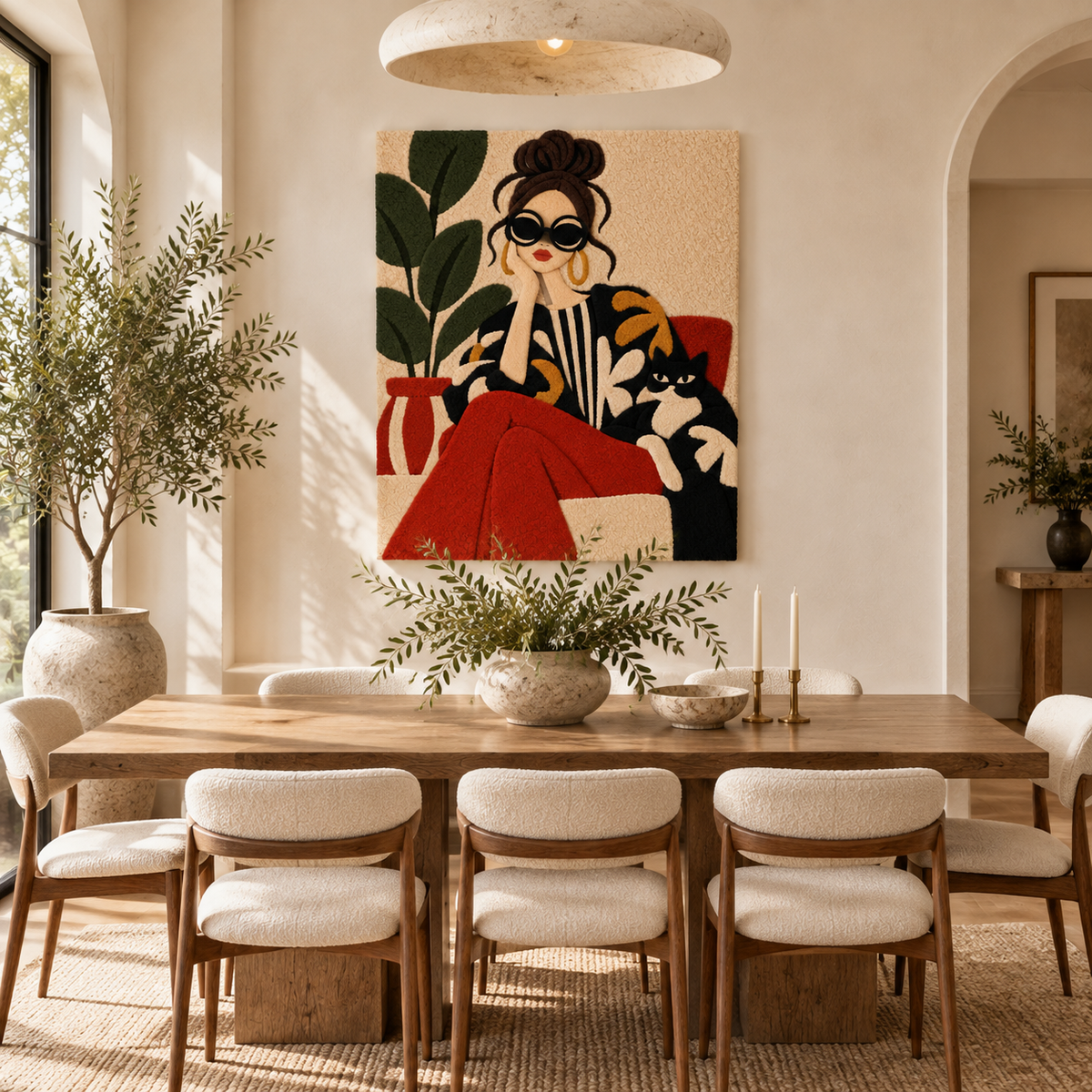 Wall art titled "The Cat-Lover's Pause" by Hewn Earth featuring a cozy, artistic depiction of a relaxed cat scene.