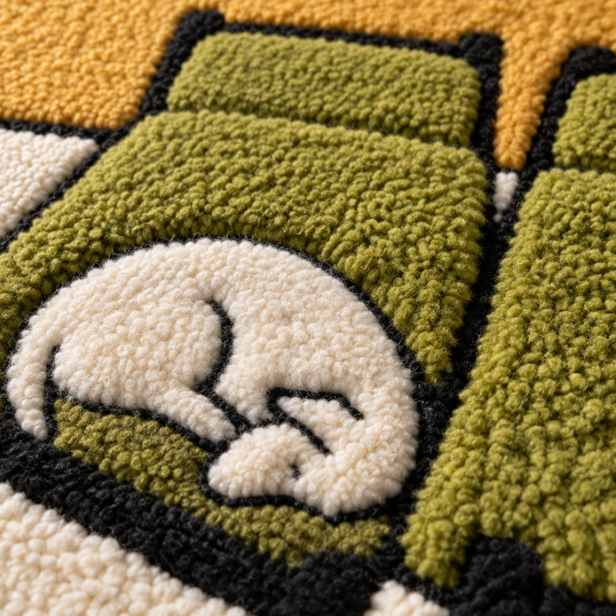 The Cat's Reserved Seat — tufted wool texture detail