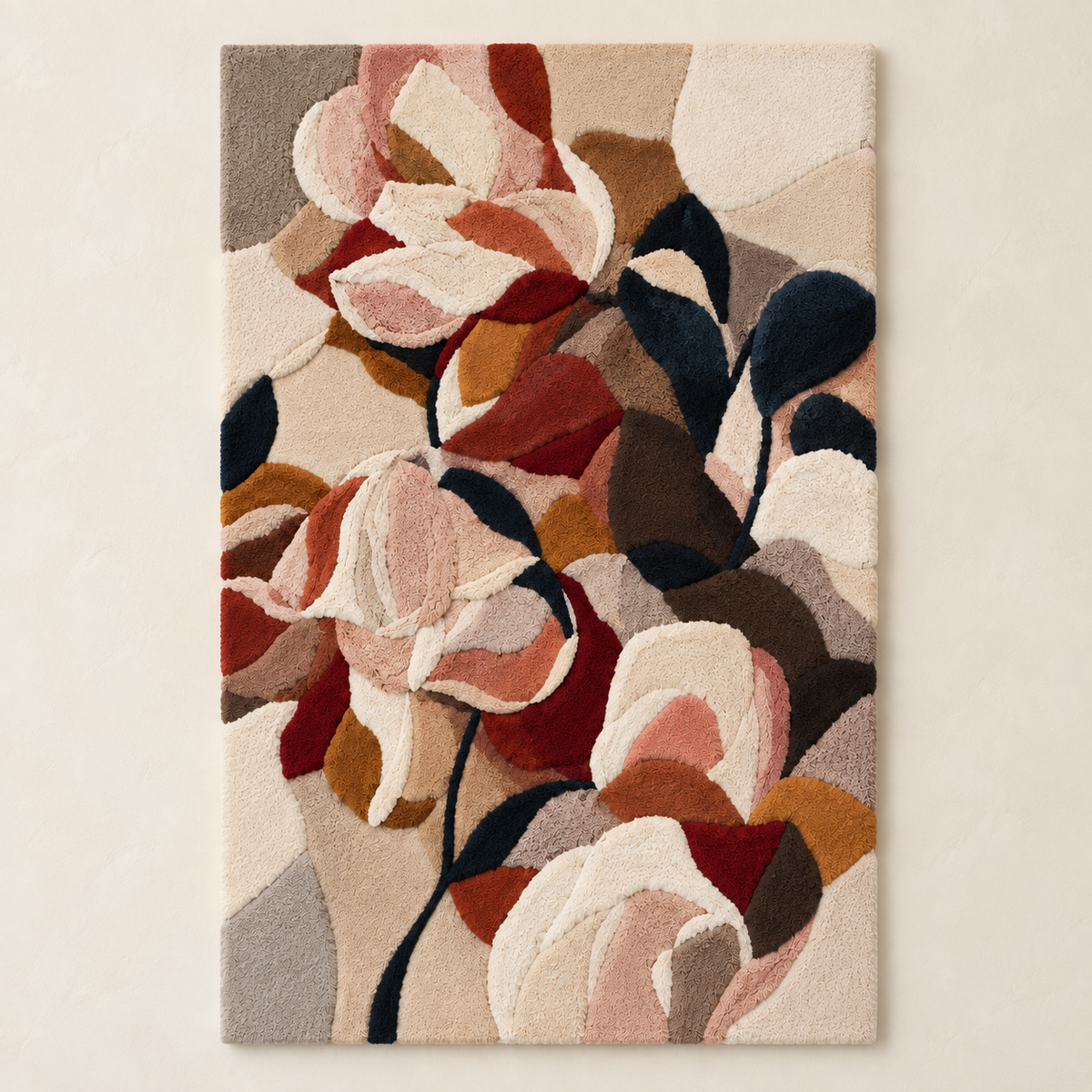 Hewn Earth Cinnamon Rose Stem wall art with realistic cinnamon rose design on a light background, decorative botanical wall decor