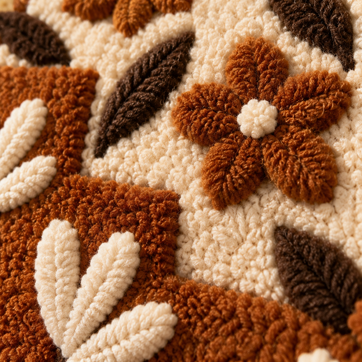 The Cocoa Folk Garden — tufted wool texture detail