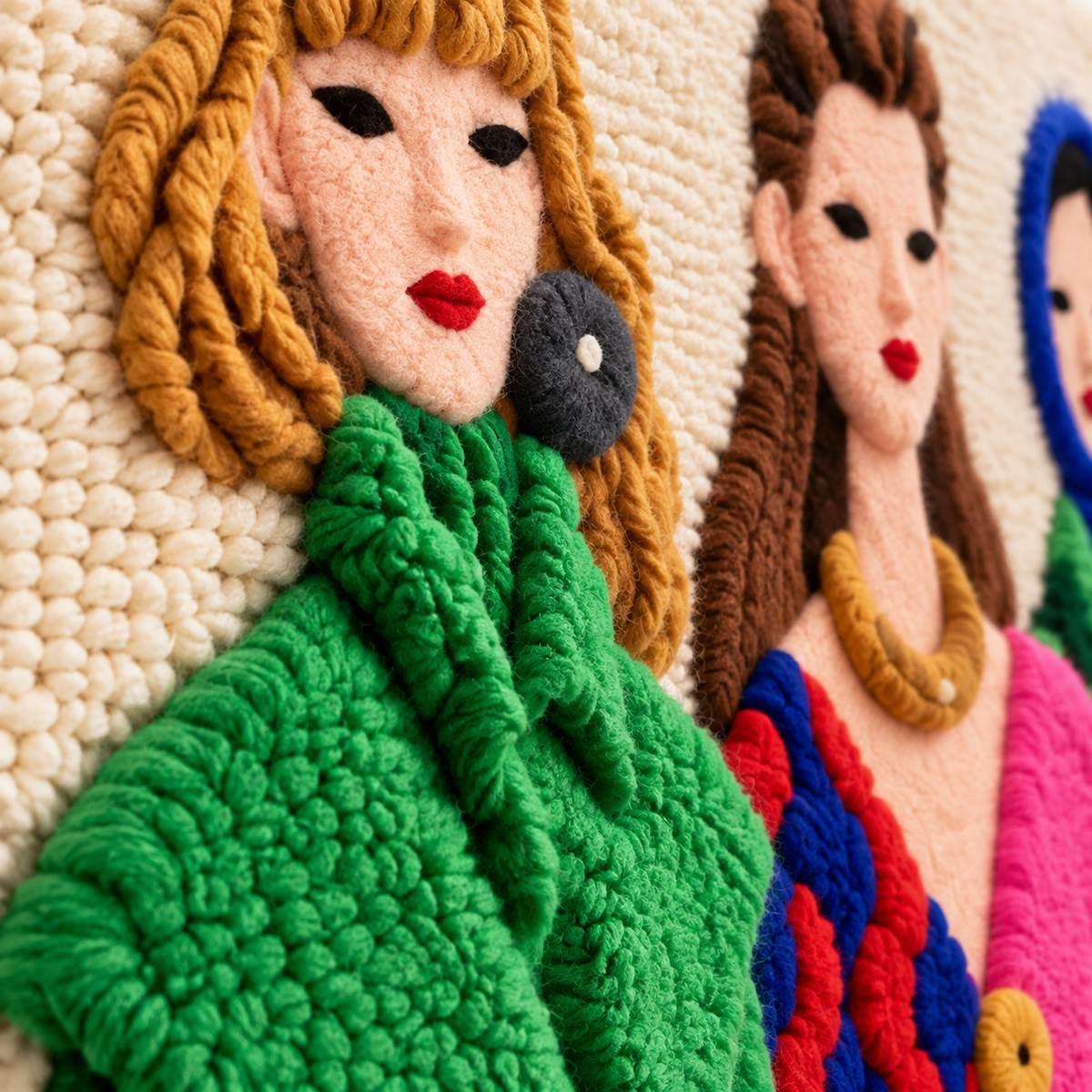 The Colorful City Trio — tufted wool texture detail