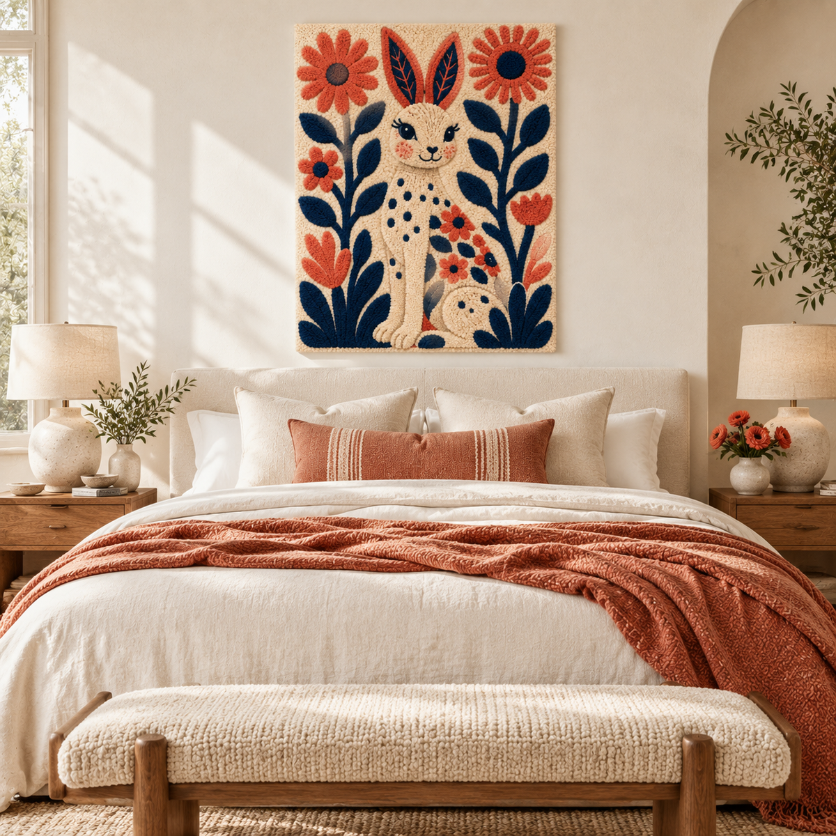 The Coral Daisy Rabbit — room setting 1