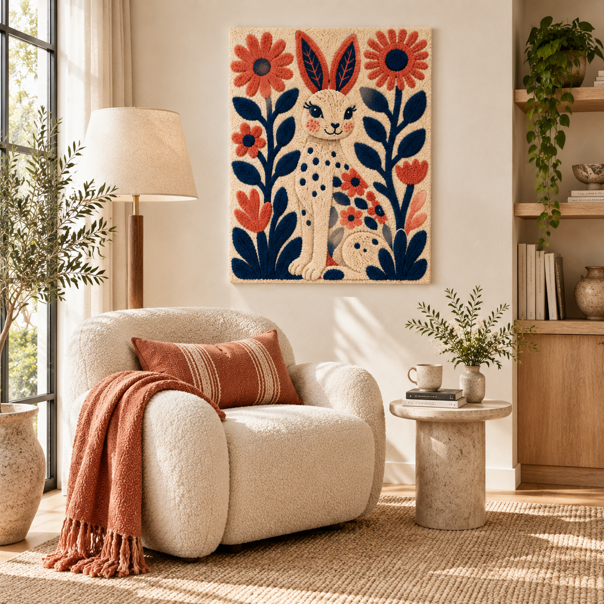 The Coral Daisy Rabbit — room setting 3