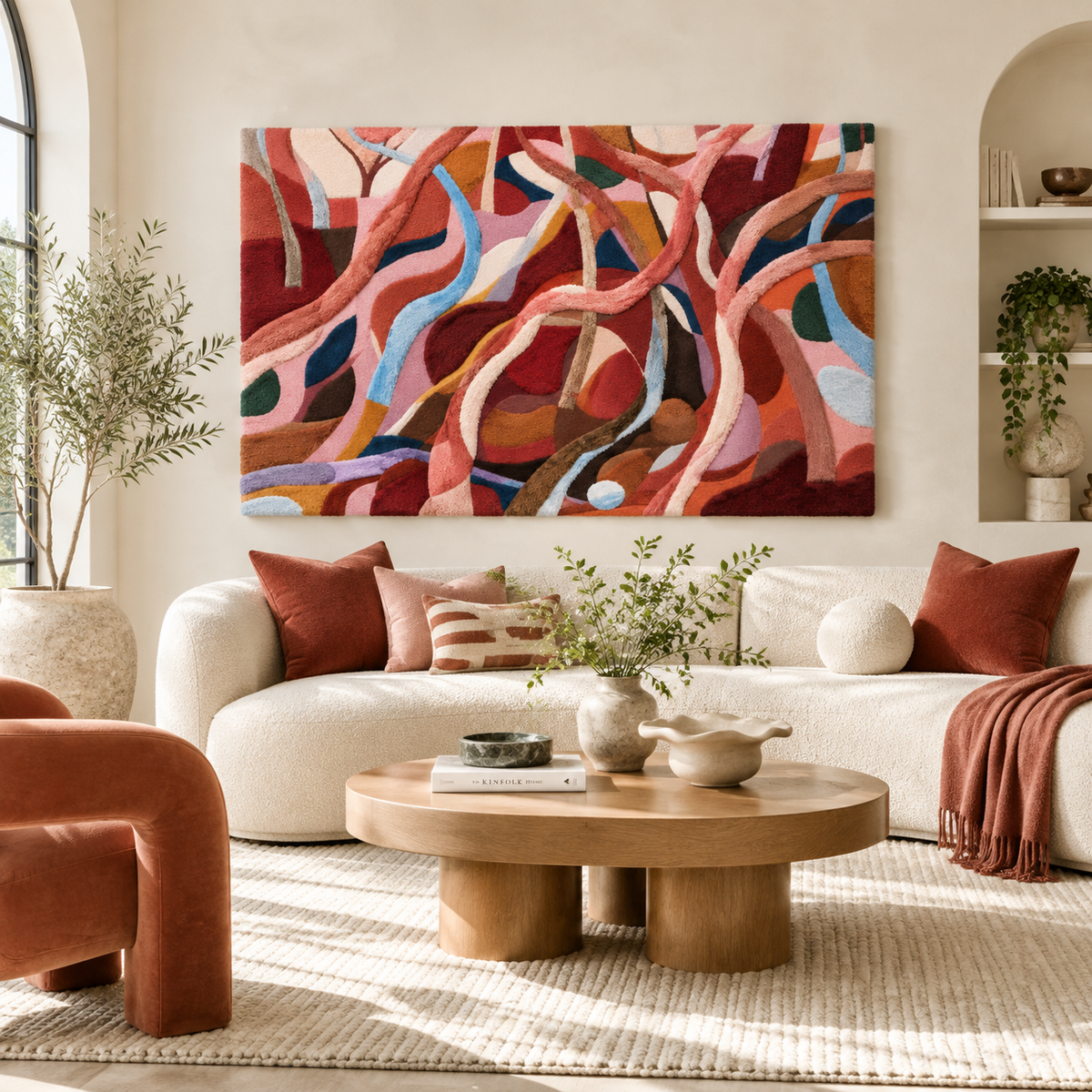 The Coral Ribbon Tangle — front-facing room scene